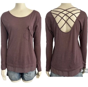 Three Paper Dolls Strappy Back Long Sleeve Top Womens Medium - Picture 1 of 9