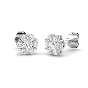 Cluster Round Diamond 0.49carat Earrings 9K White Gold - Picture 1 of 5