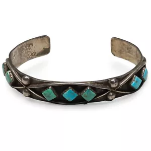 Vintage Zuni Sterling Türkis Manschette signiert L. Esalio - Bild 1 von 10