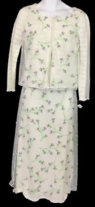 Moschino 3 Pc White Lavender Floral Long Skirt Knit Tank And Cardigan Nwt Sz-12 - Picture 1 of 12
