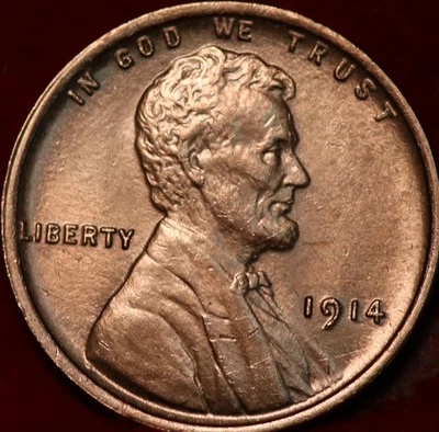 Uncirculated Red 1914 Philadelphia Mint Copper Lincoln Wheat Cent - Image 1 of 2