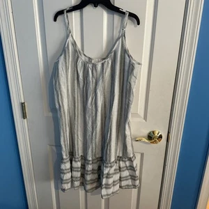 Loft Women Sleeveless Dress Gray White Size Large Gently Used - Picture 1 of 3