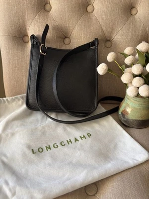 Longchamp Small Le Foulonne Leather Crossbody Bag Black - Image 1 of 4