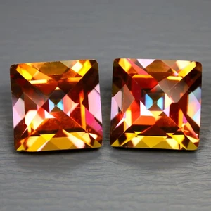 9,43 ct (2 Stck.) PASSENDES PAAR Prinzessin (9,13 x 9,10 mm) Dämmerung Topas Edelstein - Bild 1 von 3