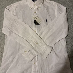 Polo Ralph Lauren Mens ClassicFit Linen/Cotton LongSleeve Shirt White Size S NWT - Picture 1 of 6