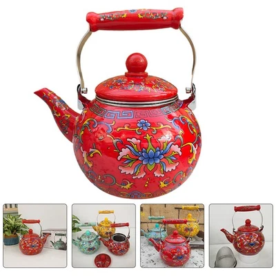 Enamel Tea Kettle Thick Coffee Pot Flower Tea Pot stovetop kettle - Image 1 of 4