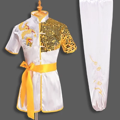 Silk Chinese Taichi Kung Fu Uniform Shaolin Wushu Suit Clothes Dragon Embroidery - Image 1 of 4