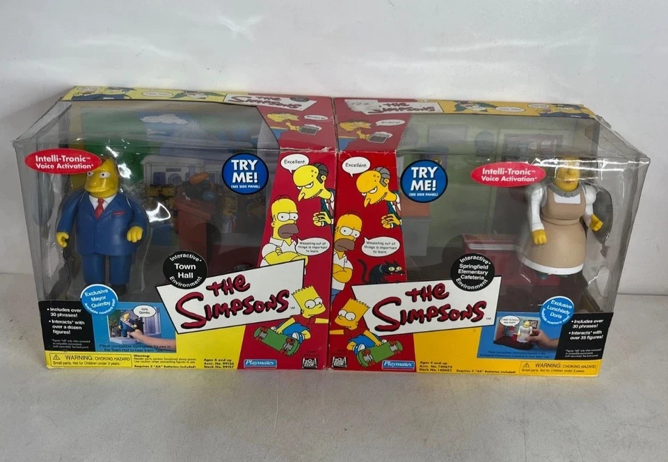 Lote de 2 Simpsons World of Springfield Town Hall Quimby Cafetería Doris Sellado Foto 1 de 4