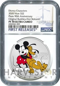 2020 DISNEY PLUTO 90TH ANNIVERSARY - MICKEY & PLUTO - NGC PF70 FIRST RELEASES - Picture 1 of 4