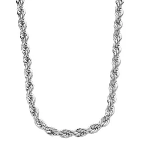 Iced Out Bling Hip Hop Rope Kordelkette - 4mm - silber - Bild 1 von 1