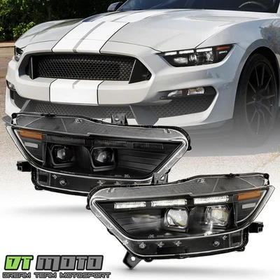 Faros proyectores LED dobles con luz de saludo para Ford Mustang 2015 2016 2017 Foto 1 de 4