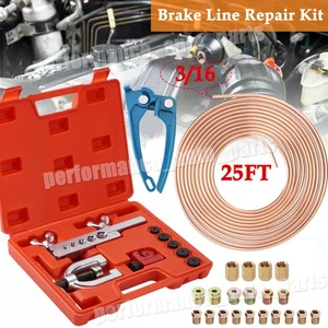 25FT 3/16 Copper Pipe Flaring Tool & Tube Bender Brake Line Pipe Repair Tool Kit - Foto 1 di 12