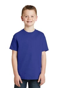 Hanes Youth 5450 Authentic 6oz 100% Heavy Cotton Plain Blank T-Shirt Tee - Picture 1 of 16