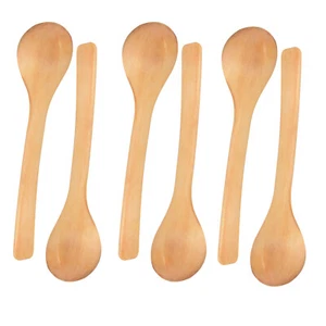 6 * Small Wooden Spoon Kitchen Cooking Condiment Utensil Spoon Coffee Teaspoon - Picture 1 of 7