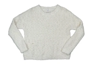 Hippie Rose Junior's Woven Plush Pullover Sweater NWT Winter White - Picture 1 of 1