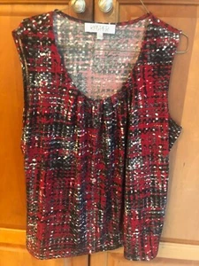 Kasper Women's Pleated Neck Sleeveless Top Sz Petite Large - Picture 1 of 6
