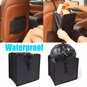 Portable Foldable Leather Car Trash Can Garbage Bin Bag Waste Storage Organizer - Picture 1 of 17
