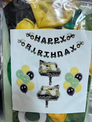 Conjunto de suministros de globos para fiesta de cumpleaños tractor de coche militar decoraciones de camiones Foto 1 de 2