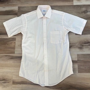 Vintage 80s Shirt Mens 15.5 Arrow Brigade Short Sleeve Peach UNION USA - Picture 1 of 9
