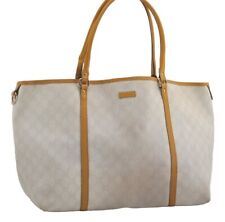 Authentic GUCCI Vintage Shoulder Tote Bag GG PVC Leather 197954 White 8511I