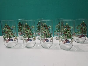Juego de 8 vasos navideños vintage Luminarc árbol de Navidad - Imagen 1 de 14