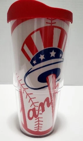 Tervis Tumbler 24oz New York Yankees  NY with Travel Lid Excellent Condition Cover