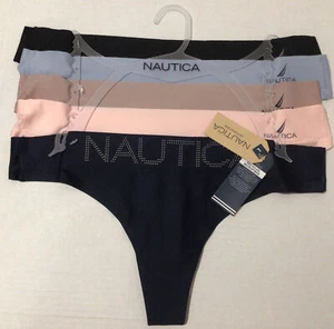 Nautica Women's 5-Microfiber Laser Briefs Large Navy/Peach/Beige/Blue/Black - Picture 1 of 9