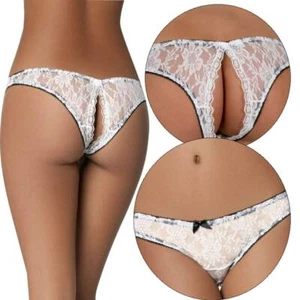 Women's Lace Panties Crotchless Underwear Thongs Lingerie G-string Floral Briefs - Picture 1 of 17