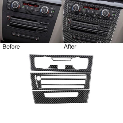 Juego de molduras interiores de consola de CD AC central de fibra de carbono 6 piezas para BMW 128i 135i B Foto 1 de 4