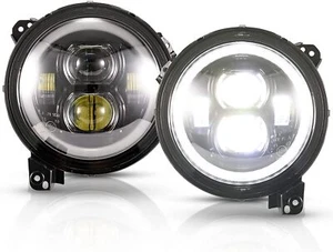 Wrangler JL 9” Inch LED Headlights with Halo DRL,Pair Round Headlamp with DRL - Picture 1 of 8