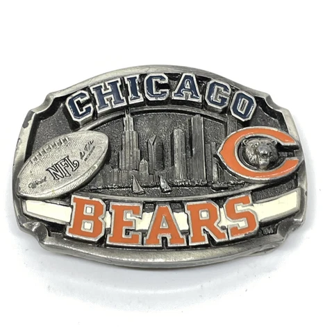 Vintage Chicago Bears Brass Belt Buckle Official NFL Product Enameled Cover