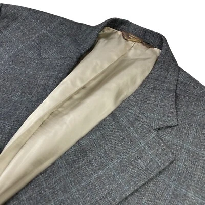 VTG Paul Stuart Men’s Stuart II 100% Wool 2-Button Blazer Gray/Blue Plaid • 44R - Image 1 of 4
