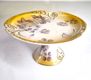 Vintage Porcelain Bon Bon or Truffles Plate Stand Hand Painted Roses - Imagen 1 de 7