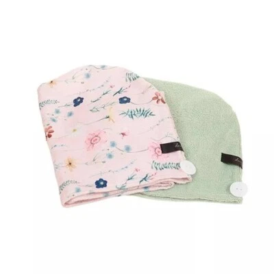 Danielle Painted Floral Microfibre Hair Drying Towel Turban DUO PACK - Image 1 of 2