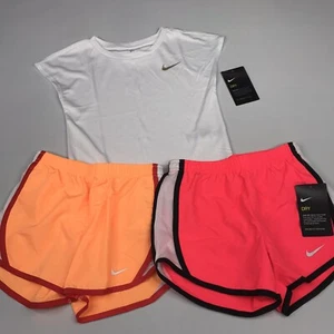 Nike Dri Fit Girls Sz 6X Shorts & White T-Shirt Lot of 3 Pieces, Peach, Pink - Picture 1 of 5