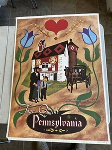 Vtg Travel Poster Tour Quaint Pennsylvania Dutch Country Illustrator Bart Sloane - Picture 1 of 7