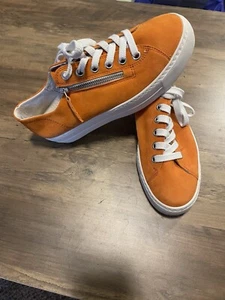 Paul Green Hadley Sneakers Womens SZ UK 5.5 US 8 Orange Nubuck Leather Shoes - Picture 1 of 15