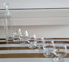 7 PIECE SET CLEAR GLASS COURVOISIER DECANTER AND 6 LE COGNAC DE NAPOLEON GOBLETS