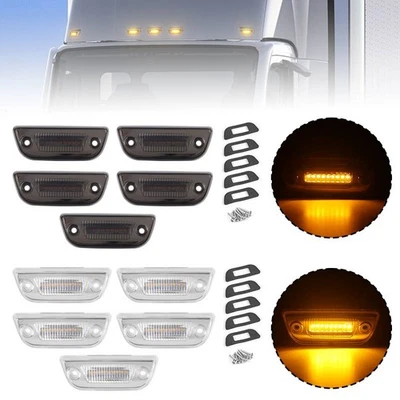 Lámparas marcadoras LED ámbar para techo 5 piezas para Kenworth T680 T770 Peterbilt 579 Foto 1 de 4