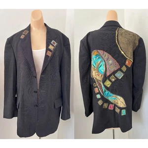 Vintage Upcycle Blazer 42 Wearable Art Indie Patch bestickt Hipster Indie - Bild 1 von 13