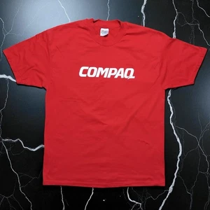 Vintage 90er COMPAQ Computers Logo Hanes Beefy Gr. XL rot T-Shirt - Bild 1 von 7