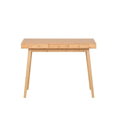 Schreibtisch mit 3 Schubladen aus Bambus Arbeitstisch für Büro Home Office - Bild 1 von 4