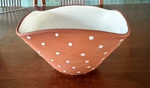 vtg 1960 Graveren Norsk Norway terracotta polka dot pottery bowl - Picture 1 of 6