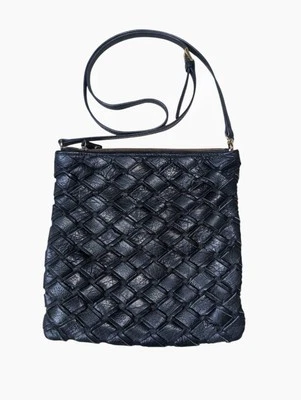 Ava Rose сплетенный черный кожаный сумка через плечо сумочка молнии деталь золото оборудование  - Изображение 1 из 4