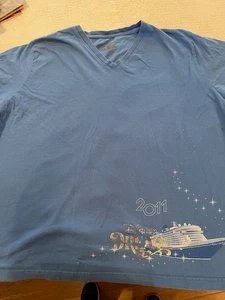 Disney Dream Cruise Ship - Vintage Blue V-Neck Shirt (Women's XL) - Picture 1 of 6