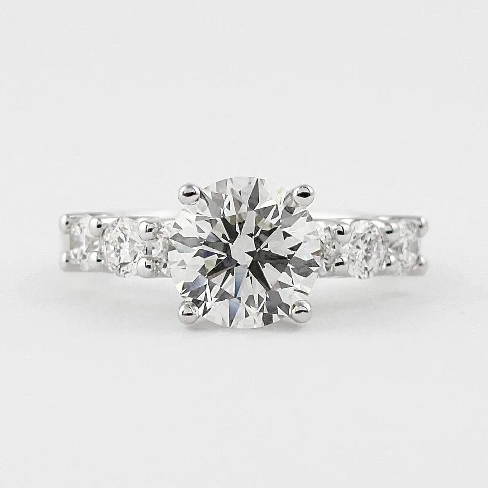 IGI Certified 1.20 CT D/VS1 Round Lab Grown Diamond Solitaire With Accent Ring - Image 1 of 4