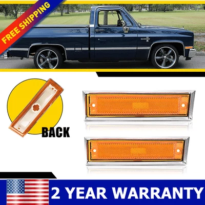 For 81-91 Chevrolet C10 C20 C30 GMC 2X Front Fender Side Marker Lamp C1500 C2500 - Image 1 of 4
