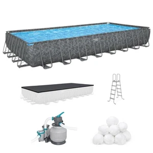 Bestway APX 365 31'4" x 16' x 52" Rectangular Above Ground Swimming Pool Set - Picture 1 of 11
