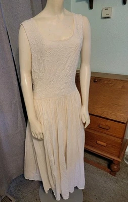 Maxi Vestido De Colección Años 80 Su Estilo 2XL Pradera Cottagecore Bordado Gasa Plisado Foto 1 de 4