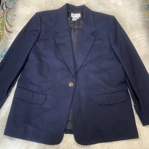 Vintage Talbots Damen Blazer Jacke Kammgarn Wolle dunkelblau Gr. 14 petite - Bild 1 von 7